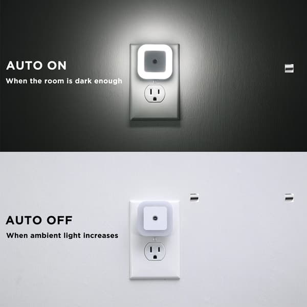6-pack LED-nattlampa med skymningssensor för hall, trappor, badrum, kök, sovrum, barnkammare, barnrum, dagsljusvitt