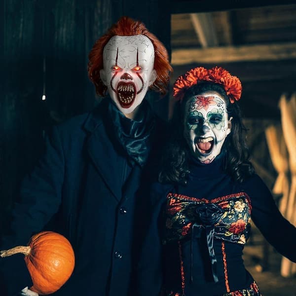 Läskig It Pennywise-clownmask, Cosplay-leende Not Glowing Smiley