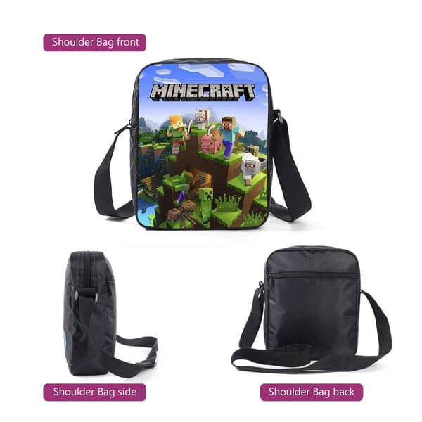 3-delat set Minecraft Tryck Ryggsäck Skolväska Rucksack Väskor För Barn Pojkar Flickor Gåvor B