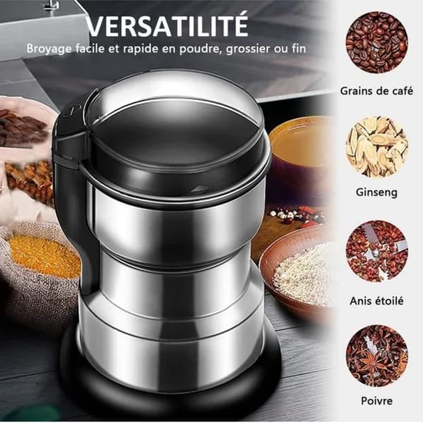 Elektrisk kaffekværn, sølvfarvet krydderikværn, one-touch til formaling af kaffebønner, krydderier, tørrede urter, nødder osv.