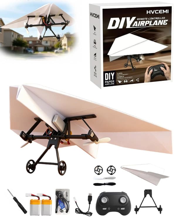 RC Papirflymotor-sett DIY Modellfly Startsett med Gyrostabilisator Doble Propeller Sammenleggbar Elektrisk Fjernkontroll w/ Plane B
