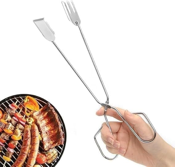 Serveringsklype i rustfritt stål, saksmodell for kjøkken og grill, 1-pakning