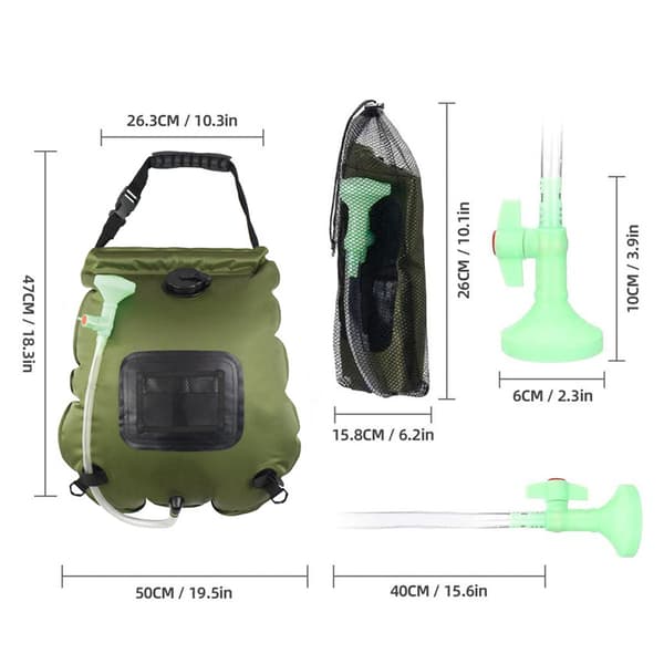 Solbruserpose, 5 gallons/20 liter, udendørs varmt vand, egnet til strandsvømning, camping, rød