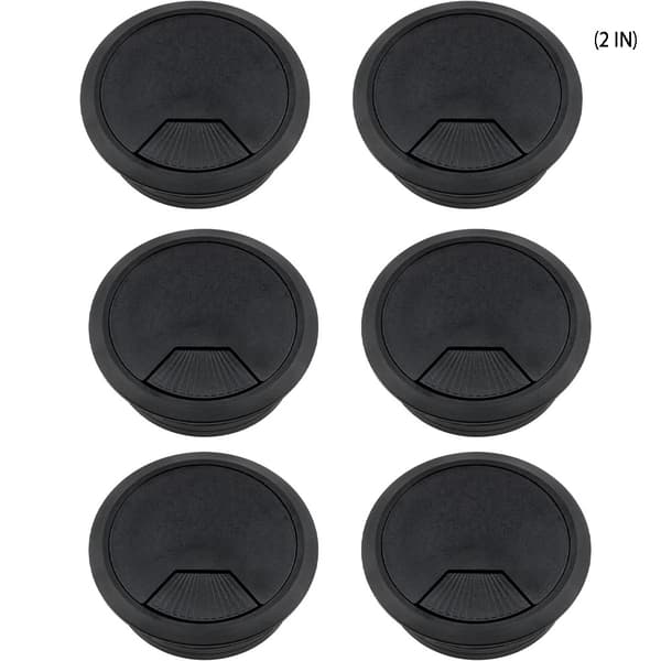 Computerbord Bord Grommet Kabelport Ledningshul Dæksel 6 stk - (Farve: Sort) 53mm