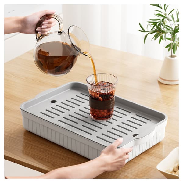 Simpel tebakke, kaffebakke, afløbsbakke, velegnet til vennefester og rejser, hvid og grå