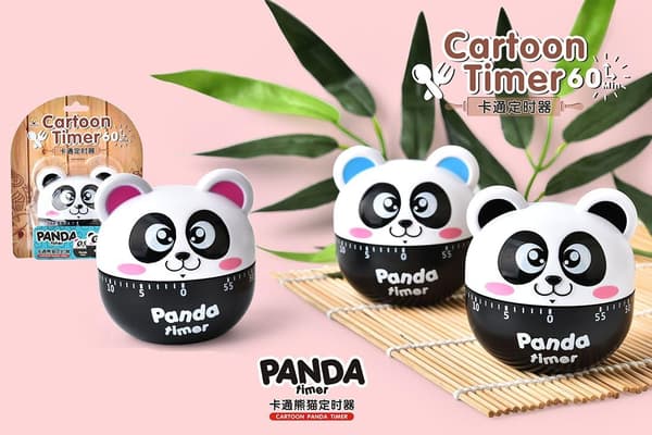 Miniatyr tegneserie panda mekanisk timer, 60-minutters mekanisk kjøkken timer, teller, manuell timer.