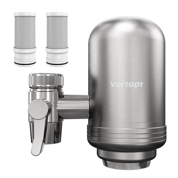 Dryppfilter for vaskarmatur, 360° roterende rustfritt stål, NSF-sertifisert vannfilter for kjøkkenvask, langvarig vannfilter for springvann, reduserer klor