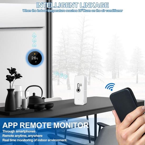 2-pakning Wi-Fi innendørs/utendørs termometer og hygrometer – smart sensor med app og datalogging