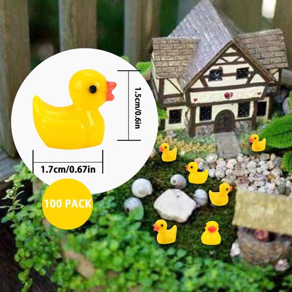 100 stk. Mini Resin Ænder, Realistisk Formede Ællinger Søde Mikro Mini Gummi And Ornamenter