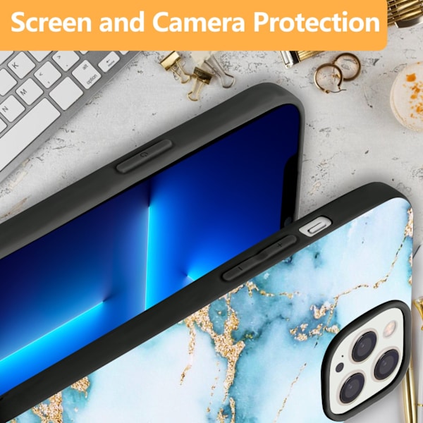 2 stk. Marmor iPhone 15 Pro Cover, Seneste iPhone 15 Pro covers til iPhone 15 Plus Pro Max Black iPhone 15 Pro