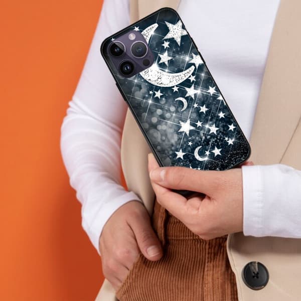 2 stk Måne- og stjerne-deksler til iPhone 15 Pro Max, animert søtt iPhone 15 Pro-deksel til iPhone 15 Plus 15 Pro 15 Pro Max Black iPhone 15