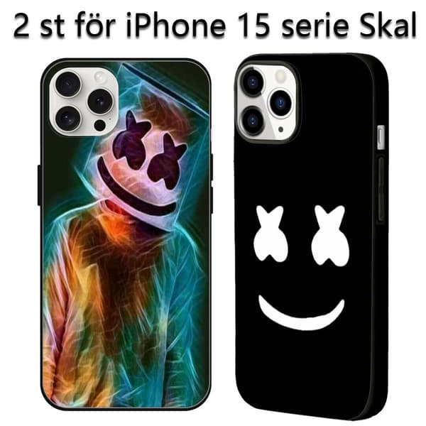 2 stk. tegneserie iPhone 15 Pro Max covers, holdbart iPhone 15 Mini cover til iPhone 15 Plus 15 Pro 15 Pro Max Black iPhone 15 Plus