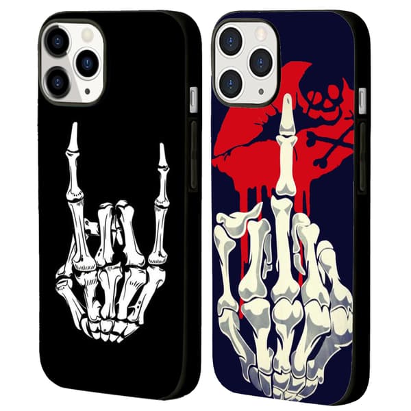 2-pack Dödskalle Finger iPhone 15 Skal, Comic iPhone 15 Pro Max Skal för iPhone 15 Plus Pro Max Black iPhone 15 Pro