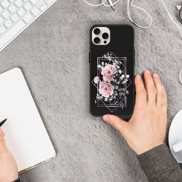 2 st Rosblomma iPhone 15 Pro Skal Fodral, Coolt iPhone 15pro Max för iPhone 15 Plus Pro Max Black iPhone 15