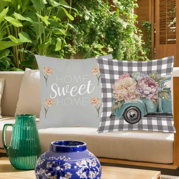Set med 4 blomstermönstrade modekuddöverdrag för hemmet, 45x45cm fyrkantiga sängkuddöverdrag för vardagsrum sovrum 4Pcs-45x45cm