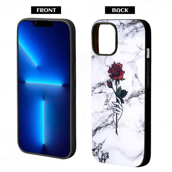 2-pack Marmor Ros iPhone 15 Pro Max Skyddsfodral, Enda iPhone 15 Pro-fodral för iPhone 15 Plus Pro Max Black for iPhone 15 Plus