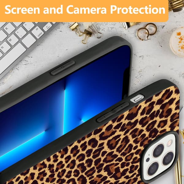2 st Leopardmönstrade iPhone 15 Pro Max Skal Fodral, Enda iPhone Pro Max 15 för iPhone 15 Plus Pro Max Black iPhone 15 Pro Max