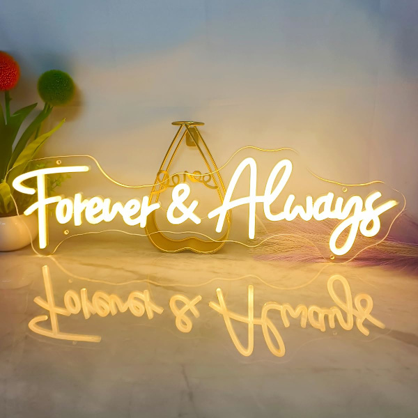 Forever and Always Neonskyltar för Väggdekor Dimbar, USB-driven LED-ljusskylt, Forever & Always Neonskylt för Bröllopsdag, Sovrum