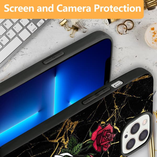 2 stk. Marmor Rose iPhone 15 Plus deksler, stilige iPhone 15 Mini for iPhone 15 Plus 15 Pro 15 Pro Max Black iPhone 15 Plus