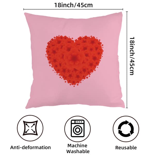 Romantisk Hjerte Pudebetræk, Polyester Pyntepudebetræk til Kæreste Valentinsdag 45x45cm
