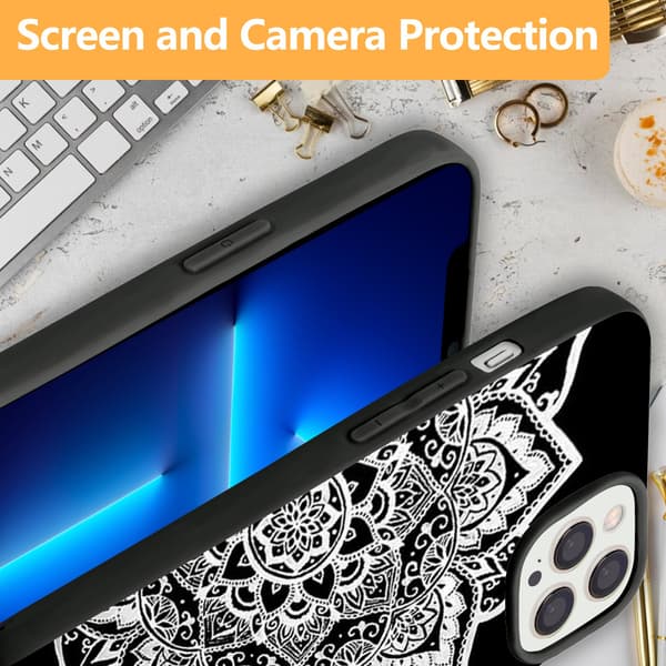 2-pack Mandala iPhone 15 Pro Skyddsfodral, Tryckt iPhone 15 Max-skal för iPhone 15 Plus 15 Pro 15 Pro Max Black iPhone 15 Pro