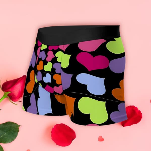 Hjerteprint boxershorts til mænd Åndbart komfortundertøj perfekt som gave til ham M