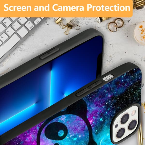 2 stk. farvede Panda iPhone 15 Plus beskyttelsesetuier, Kunst 15 pro max til iPhone 15 Plus Pro Max Black iPhone 15 Pro Max