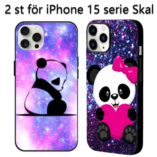 2 stk. Søde panda iPhone 15 Plus covers, Fantastiske iPhone 15 Pro covers til iPhone 15 Plus Pro Max Black iPhone 15 Pro