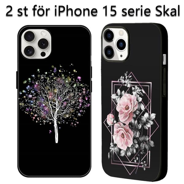 2 stk. iPhone 15 Pro Max beskyttelsescovers med simple mønstre, etui til kvinder og mænd iPhone 15 plus til iPhone 15 Plus Pro Max Black iPhone 15 Plus