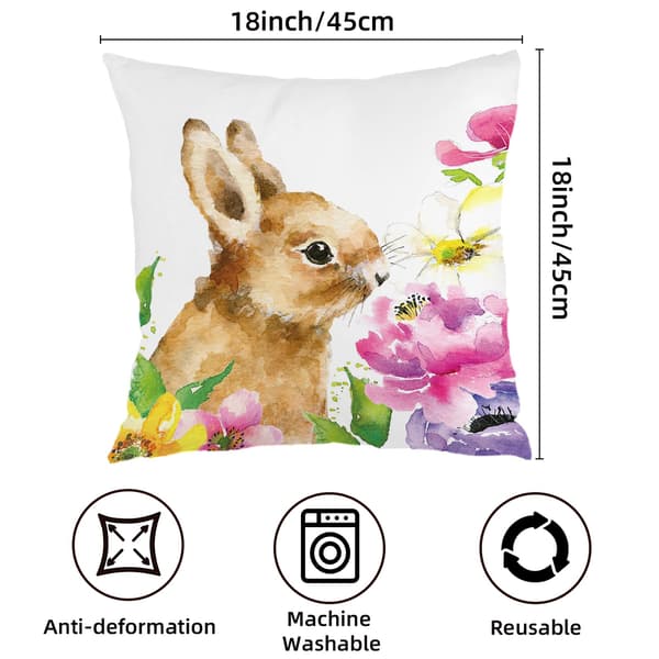 4 st Påskhare Mönster Kuddfodral, 45x45cm Dekorativa Prydnadskuddar för Sovrum Vardagsrum 4Pcs-45x45cm