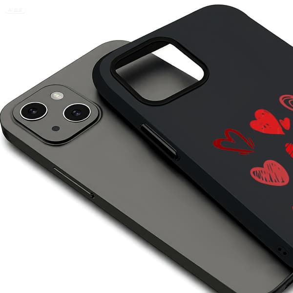 Eksklusiv iPhone 17 Air Shell, etui til iPhone 17 til 17 16 15 14 Plus 15 Pro 13 Mini 12 Valentinsdag etui Black iPhone 14 PLUS