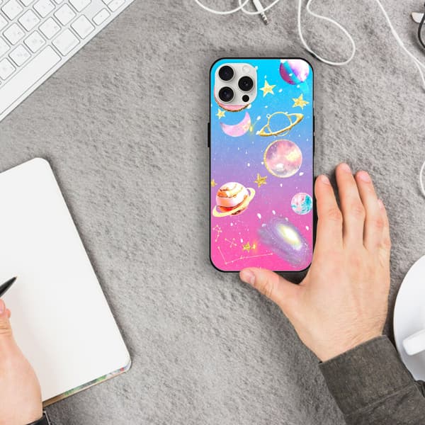 2 stk. Planet iPhone 15 Plus beskyttelsesdeksler, sjarmerende iPhone 15 Pro-deksel til iPhone 15 Plus Pro Max Black iPhone 15 Pro
