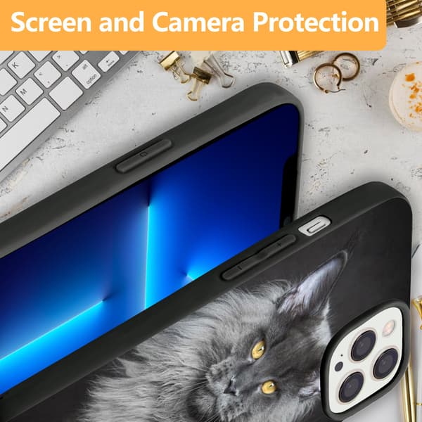 2 stk. katt- og ulve-iPhone 15 Pro Max-deksler, tegneserie-malingsdeksel til iPhone 15 Pro for iPhone 15 Plus Pro Max Black iPhone 15 Plus