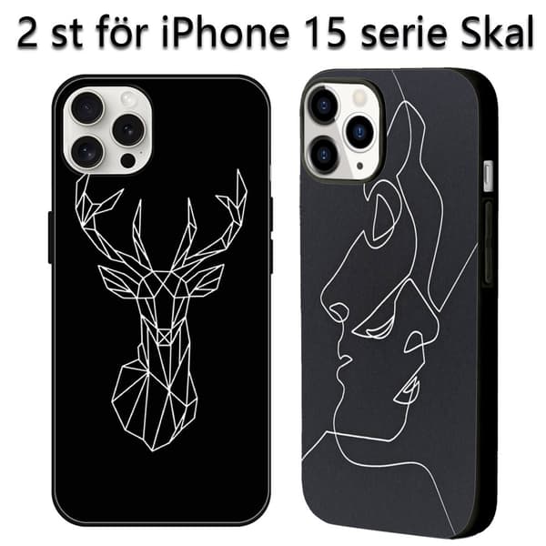 2 stk. iPhone 15 Pro covers med simple mønstre, nyt iPhone 15 cover til iPhone 15 Plus Pro Max Black iPhone 15 Pro