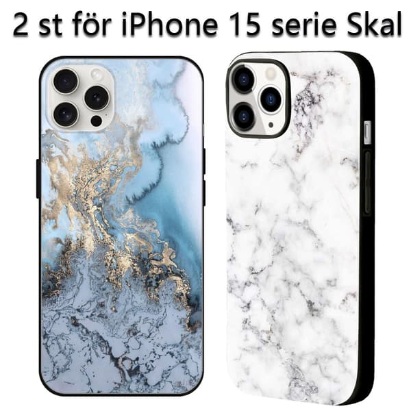 2 stk. Marmor iPhone 15 Plus Cover, Vintage Etui iPhone 15 pro max til iPhone 15 Plus Pro Max Black iPhone 15 Plus