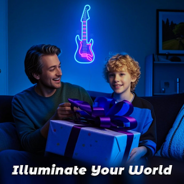 Elektrisk Gitarr Neonljus, Dimbar LED Gitarr Neon Väggskylt USB-driven, Dekorationer för Sovrum Vardagsrum Mancave Musikstudio