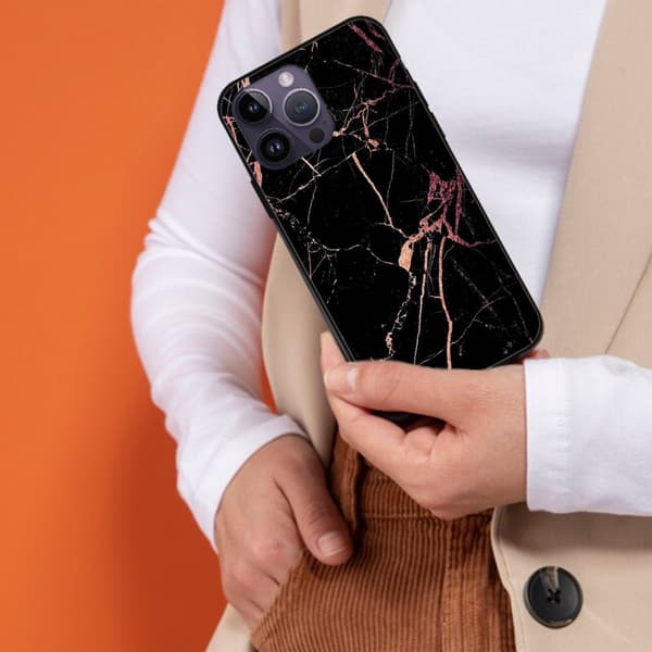2 stk. Marmor iPhone 15 Pro Max Beskyttelsesetuier, Kunst Telefoncover iPhone 15 pro max til iPhone 15 Plus Pro Max Black iPhone 15 Pro Max