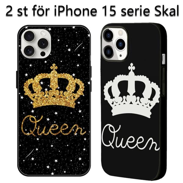 2 stk. King & Queen iPhone 15 Plus Cover Case, Kreativ iPhone 15 Pro Max Case Girly til iPhone 15 Plus Pro Max Black iPhone 15 Plus