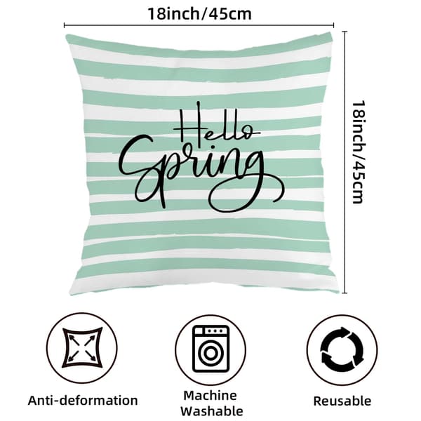 Sæt med 4 stribede påskehare pudebetræk, 45x45 cm polyester pyntepudebetræk til påskegave 4Pcs-45x45cm