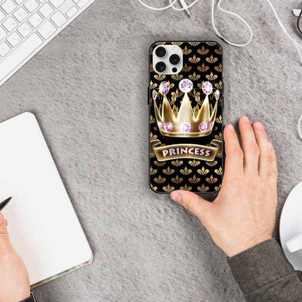 2 stk. Queen & Princess iPhone 15-covers, stilfuldt iPhone 15 max-cover til iPhone 15 Plus Pro Max Black iPhone 15 Pro Max