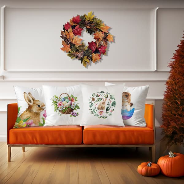 4 st Påskhare Mönster Kuddfodral, 45x45cm Dekorativa Prydnadskuddar för Sovrum Vardagsrum 4Pcs-45x45cm