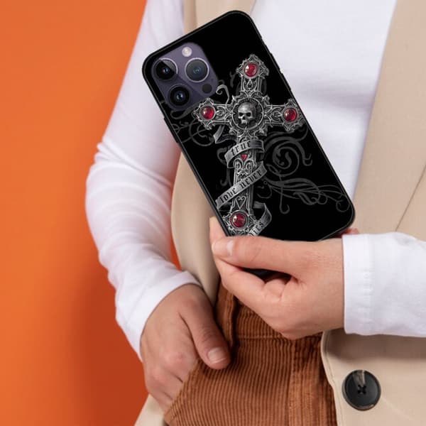 2 st Skalle Ros iPhone 15 Plus Fodral, Extravaganta iPhone 15 tillbehör för iPhone 15 Plus Pro Max Black iPhone 15 Pro Max
