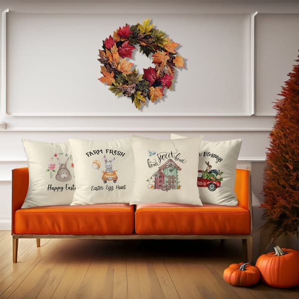 Set med 4 rustika påskörngott, 45x45cm dolda dragkedjor prydnadskuddar för påsk 4Pcs-45x45cm
