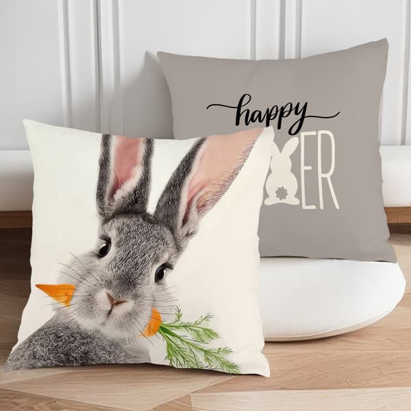 Sett med 4 rustikke påskeputetrekk, 45x45 cm putetrekk i polyester for påskepynt 4Pcs-45x45cm