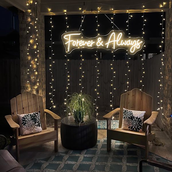 Forever and Always Neonskyltar för Väggdekor Dimbar, USB-driven LED-ljusskylt, Forever & Always Neonskylt för Bröllopsdag, Sovrum