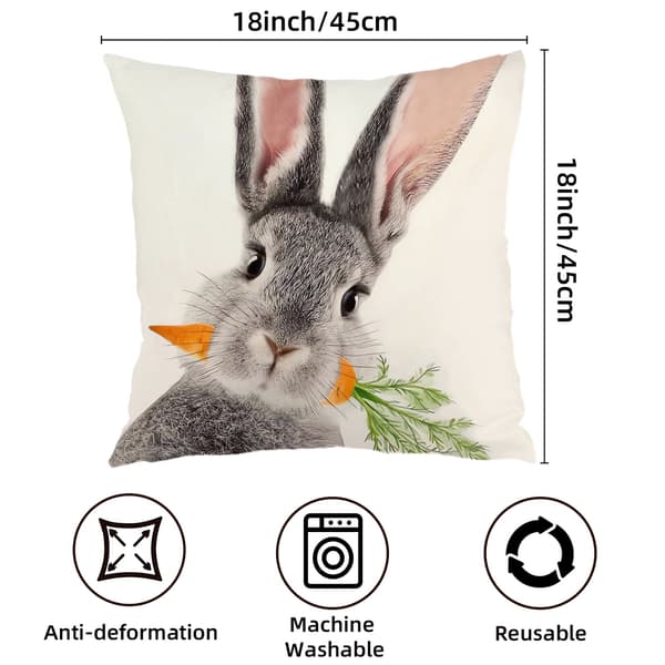 Sæt med 4 rustikke påskepudebetræk, 45x45 cm polyester pyntepudebetræk til påskepynt 4Pcs-45x45cm