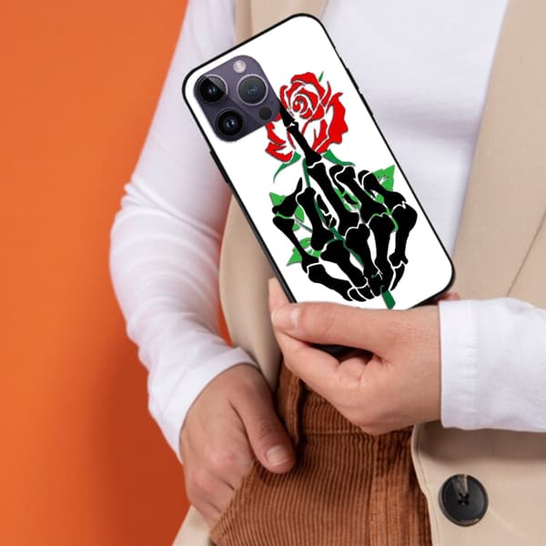 2 stk. Marmor kranie & rose iPhone 15 Pro Cover, Smukt iPhone 15 Pro Max Cover Kvinder til iPhone 15 Plus Pro Max Black iPhone 15 Pro