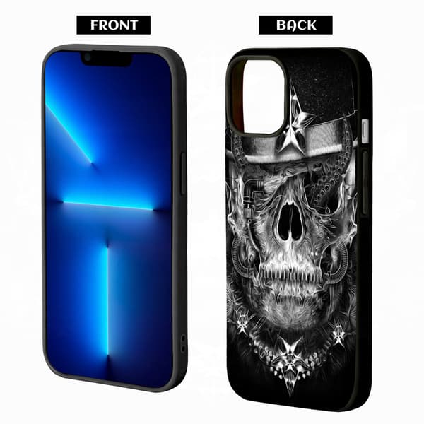 2 stk. Kraniet iPhone 15 Pro Max Beskyttelsescover, Sort iPhone 15 Pro Etui til iPhone 15 Plus Pro Max Black iPhone 15 Plus