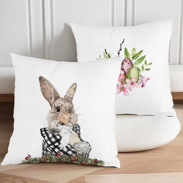 Set med 4 rustika påskkuddöverdrag, 45x45cm dekorativa soffkuddöverdrag för soffa sovrum vardagsrum 4Pcs-45x45cm