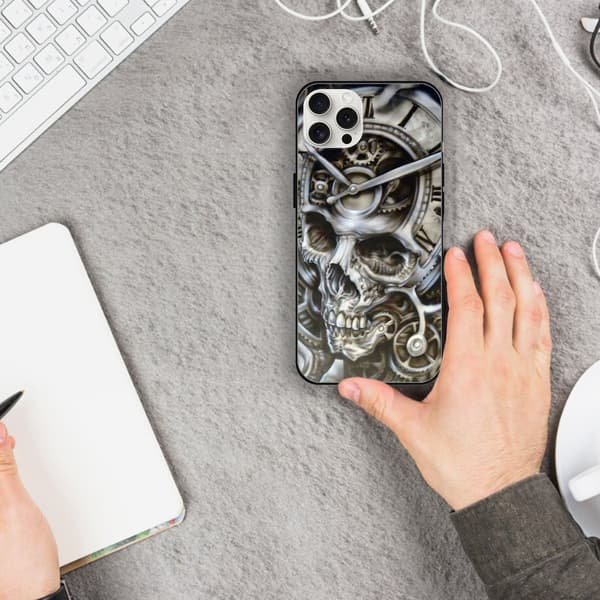 2 stk. Kraniet iPhone 15 Pro Max Beskyttelsescover, Sort iPhone 15 Pro Etui til iPhone 15 Plus Pro Max Black iPhone 15 Pro Max